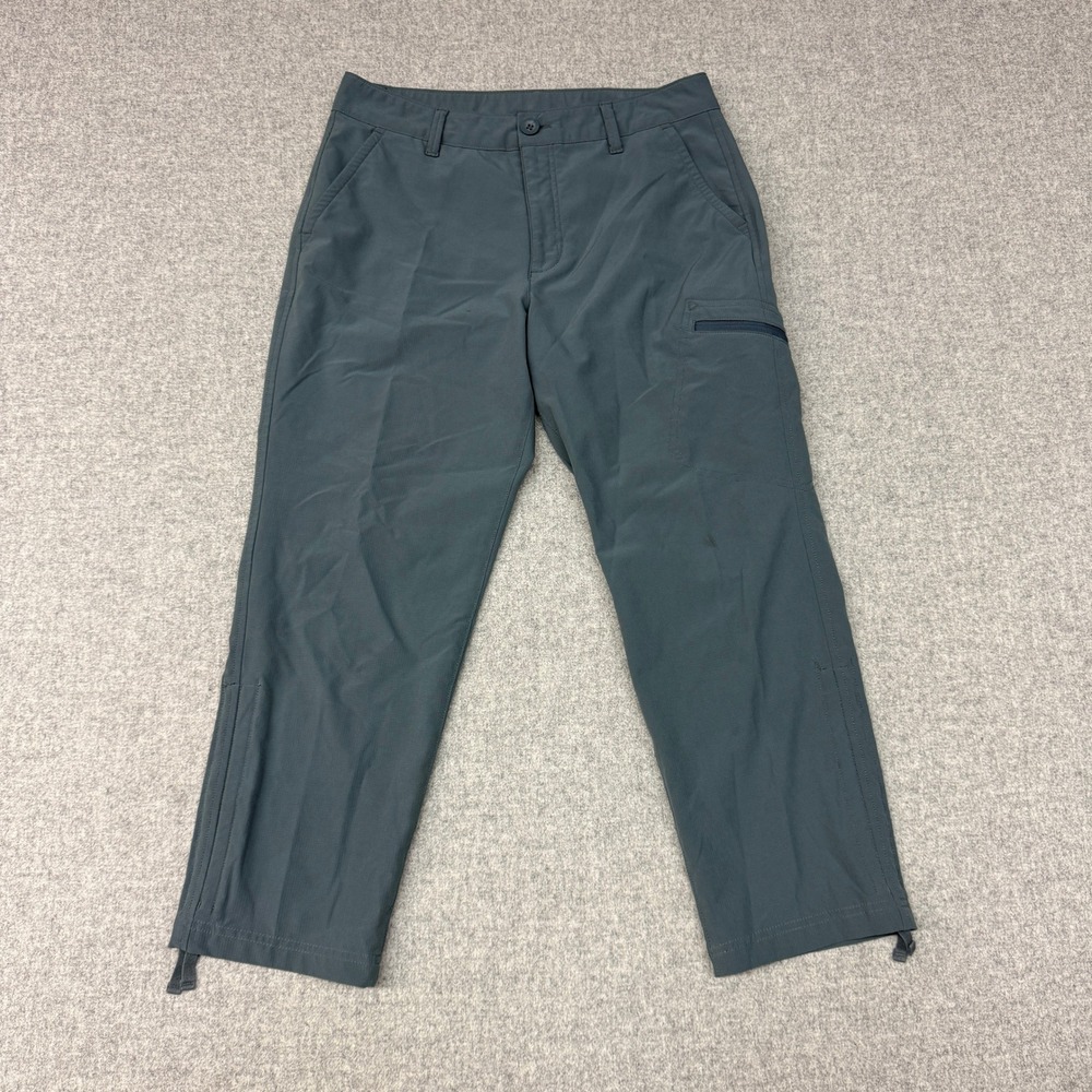 Eddie Bauer Hiking Pants Size 4 Gray Blue Ripstop Cargo Outdoor Adjustable Hem